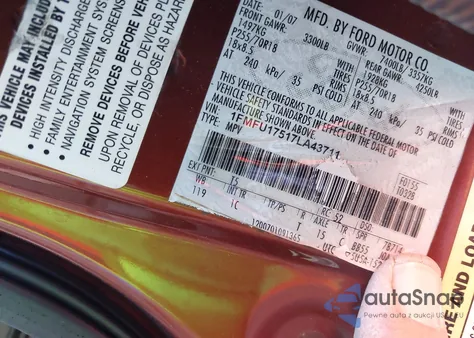 2007 Ford Expedition Eddie Bauer z USA, uszkodzony, nr VIN 1FMFU17517LA43711